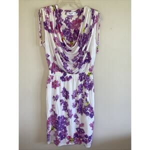 Blugirl Blumarine Floral Cowl Neck Y2K Ruching Floral Flower Dress Italian 44